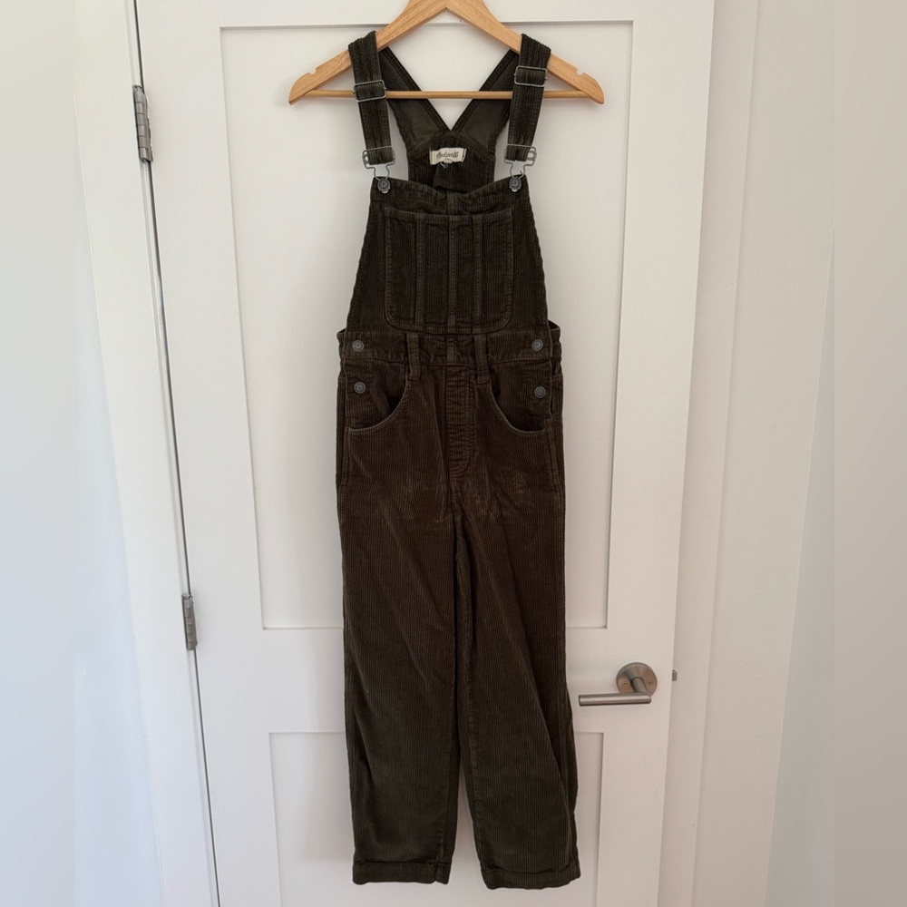 Madewell Green Olive Corduroy Overalls